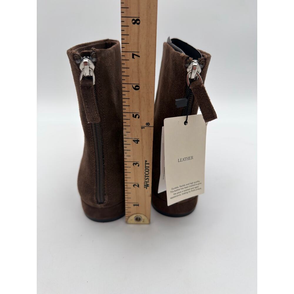 Mango Chocolate Brown Supple Bovine Suede Leather Round Toe Ankle Boots 8.5 - Picture 5 of 10